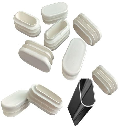 32 Stück Ovalrohre Lamellenstopfen Oval Stuhlbeinkappen Stuhl Abdeckkappen Endkappen Kunststoff Fußkappen für Gartenstühle Möbel Schutzkappen Rohrkappen Gleiter Stopfen (Weiß)