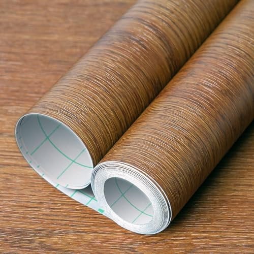 WADILE Wood Peel and Stick Wallpaper 40 cm x 5 m Contact Paper for Countertop Waterproof, Removable Wall Paper for Furniture Kitchen Self-Adhesive, Vinyl Realistic Wood Sensation, Dark Brown