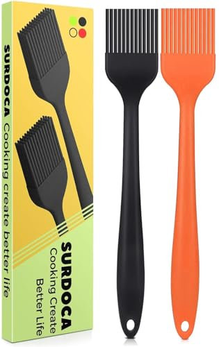 SURDOCA Backpinsel Silikonpinsel Küchenpinsel kochpinsel- 2PCs 8.2 BPA-freies Silikon in Lebensmittelqualität Pinsel Küche, 446℉ (230℃) Wärmebeständigkeit Pinsel Backen BBQ Grillpinsel