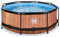 EXIT Toys Wood Pool - ø244x76cm - Kompakte, Runder Rahmenpool mit Kartuschenfilterpumpe - Leicht Zugänglich - Für Kleinkinder Geeignet - Starker Rahmen - Einzigartiges Design - Braun