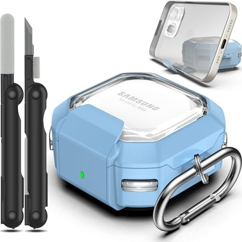 RFUNGUANGO Custodia ad alta trasparenza, con design a serratura Compatibile con Samsung Galaxy Buds 2 Pro/Buds Pro/Buds Live/Buds 2 Custodia protettiva/Galaxy Buds FE (2023),Cielo blu