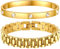 Ahokei Armreif Gold Armband Damen,18K Gold Edelstahl Dick Armkette Damen Armbänder Schmuck 2PC Titan-Stahl Armband Set 18CM Armreifen,Geschenk für Sie