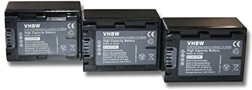 vhbw 3X Batterie Remplacement pour Sony NP-FH70, NP-FH60 pour caméra vidéo caméscope (950mAh, 7,2V, Li-ION) avec Puce d'information