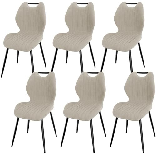 LEWE Esszimmerstühle 6er Set, Küchenstühle Wohnzimmerstuhl Polsterstuhl mit Metallbeine,Stuhl mit Stoff-Rückenlehne, Stühle für Esszimmer Wohnzimmer Küche