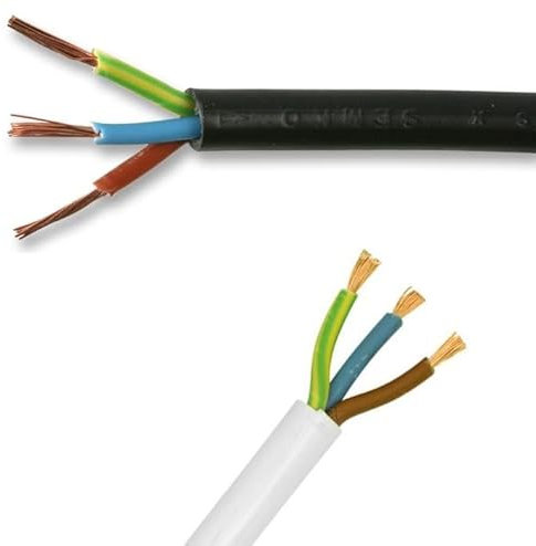 WCC® 2183Y 0.5MM 0.75MM 3 Core Insulated Flexible Cable - Black White Cable - Basec Approved (White, 0.5MM - 10 Meters)