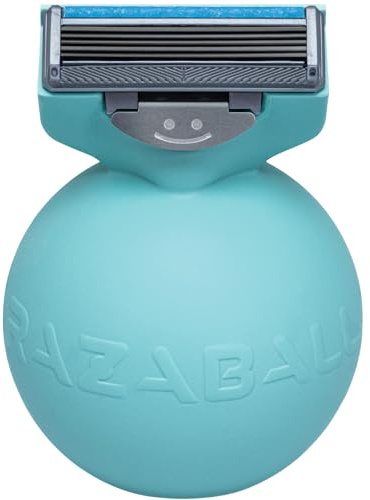 Razaball - Reusable Mens Safety Razor for Men + Pack of 3 Blades – First Razor Smooth Sensitive Precision Clean Shave for Face, Head and Body – Aqua