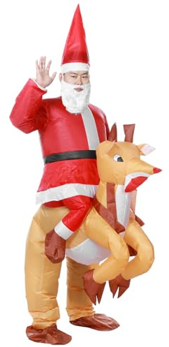 SERTAS Inflatable Christmas Santa Claus Suit with Christmas Candy Cane for Adult,Christmas Fancy Dress,Xmas Fancy Dress Costume Santa Suit
