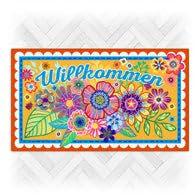 Bine Brändle - Bunte Fussmatten im Blumendesign - Größe 82cm x 47cm - 4 Farbvarianten (Orange)