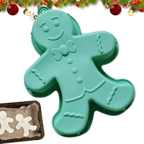 Lebkuchen-Silikon-Kuchenform – Weihnachts-Lebkuchenmann-Kuchenform, antihaftbeschichtet, Backform zum Backen von Mousse, Muffin, Schokolade, Fondant, Süßigkeiten
