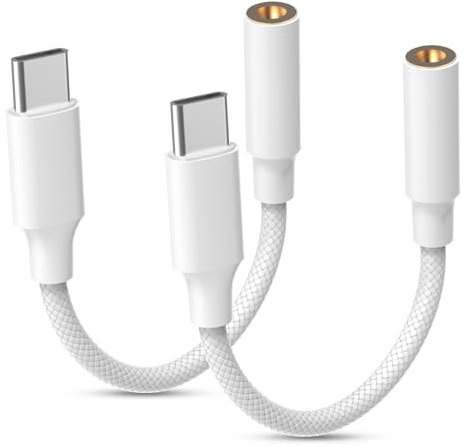 Adaptateur USB C Jack 3.5mm, Adaptateur de Prise de Casque, Type C vers Prise Casque Audio auxiliaire Compatible avec Phone 16 Pro Max Plus 15 Galaxy S24 S23 S22 Samsung Galaxy S24 S23 Pad Mini/Pro