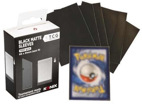 Konix Card Protector Black Matte Sleeves 66 x 91 mm for Competition - 100 Sleeves - Compatible with Magic The Gathering, Pokémon - Plastic - Black