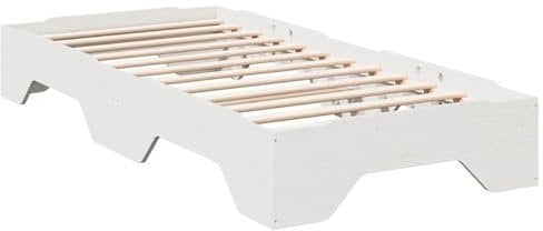 vidaXL Massivholzbett ohne Matratze Stapelbar Weiß 100x200 cm, Bettrahmen, Bett, stapelbares Einzelbett, stapelbares Bett, Stapelbett