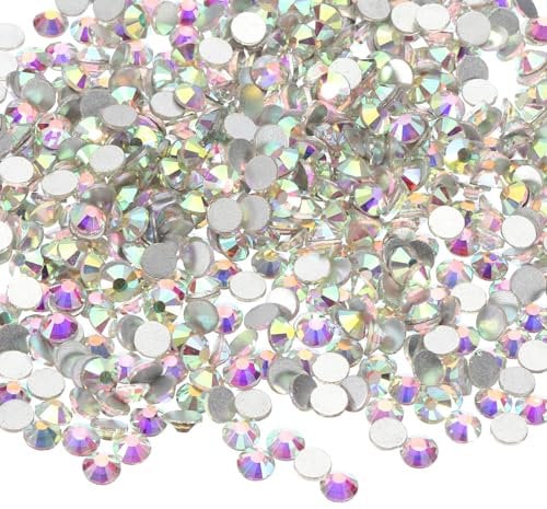 PATIKIL 1600Pcs SS20 Round Flatback Crystal 4.6-4.8mm Glass Rhinestones Gems Diamonds for DIY Crafts Clothes Shoes Nail Art Decoration, Silver AB