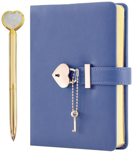 CERICAI Secret Diary with Lock, Heart Shaped Lock Diary with Key, PU Leather Cover Secret Notebook Stationery Set with Heart Diamond Pen, Planner Organizers Journal for Girl Birthday Gift, Purple