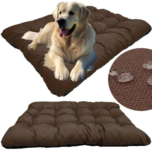 KING DOG Hundekissen L 100 x 70 cm Wasserdichte Matte für Große und Mittelgroße Hunde Komfortable Weiche und Einfach zu Reinigende Matte in Braun Höhe 10 cm Kühlmatte Bequeme Liegefläche für Haustiere