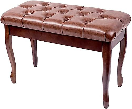 WDCDYQDH Klavierbank Massivholz Echtleder Klavierbank Keyboardbank, 76 x 35 x 49 cm (Teak) (Teak)