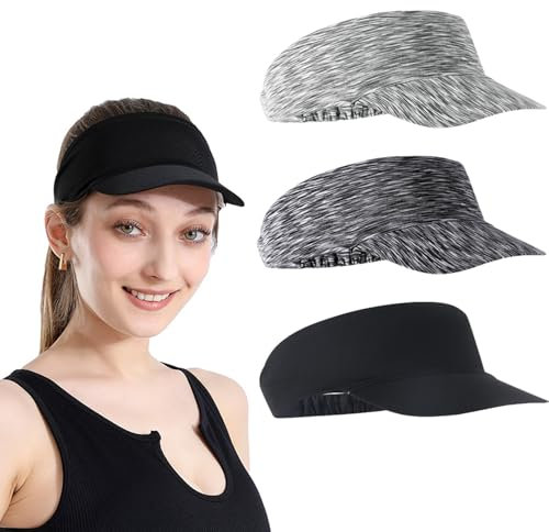 3 Pcs Sun Visor Hat for Women,Elastic Ponytail Baseball Cap Golf Hats Running Hats Women Sun Visor Cap,Quick Drying Sports Hat for Womens Men Tennis Cycling Running Outdoor Activities