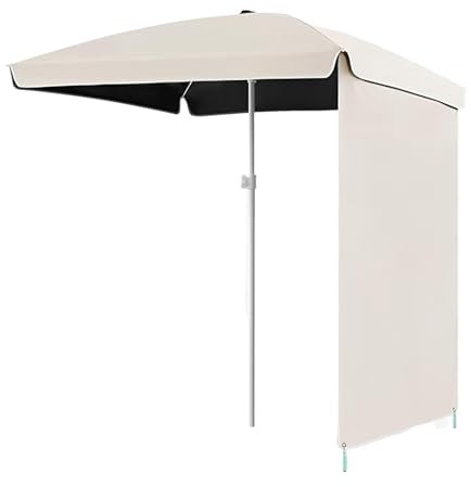 Parasol Rectangular Garden 160X160 Cm, Sombrilla Playa para Terraza, Balcón, Piscina, Patio Parasol Exterior con Funda Protectora(White)