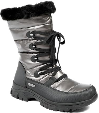 Pavers Water Resistant Wide Fit Reflective Weather Boots - Pewter Size 5