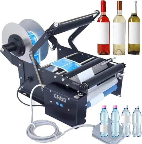 DHMYYXGS Elektrische Etikettiermaschine,Runde Flaschenetikettiermaschine,Aufkleber-Etikettenapplikator 30 STK./Min. Mit Fußpedal,Für Glas- Und Kunststoffflaschen