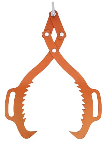 Baumstamm Hebezange Forstzange für Baumstämme Rückezange Stahl Holzgreifer Verladezange für Holz Schleppzange Holzzange Packzange mit 2 Klemmdornen 700kg Zugkraft Backenöffnung 0-533mm, Orange