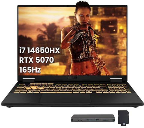 ASUS TUF F16 16 WUXGA 165Hz Gaming Laptop, Intel i7-14650HX, NVIDIA GeForce RTX 5070 8GB, 64GB DDR5, 2TB SSD, RGB Backlit Keyboard, 1080p IR Camera, Wi-Fi 6E, Win 11, Gray, 1TB Docking Station Set