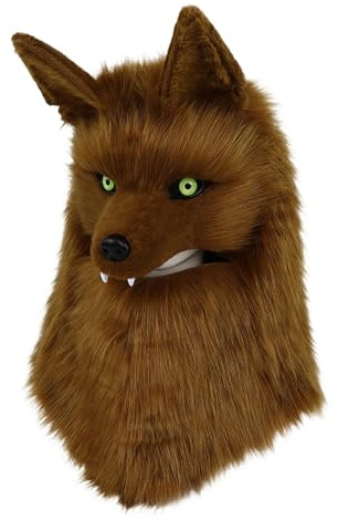 TISHITA Husky Wolfskopf Hut, Tierkopf Hut, Dekorative Kopfbedeckung, Mütze, Accessoire für Feiertags Rollenspiele, Partyzubehör, Braun