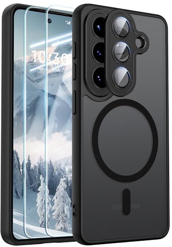 JAME for Samsung Galaxy A57 5G Phone Case Magnetic with Camera Protector | 2 Screen Protectors, Integrated Camera Lens Protection, Shockproof Galaxy A57 5G Case, Slim Translucent Matte Cover, Black