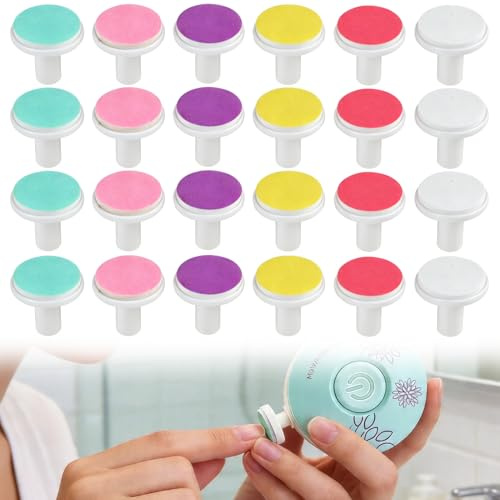 Lot de 24 Têtes de Remplacement pour Limes à Ongles Électriques, Disques Abrasifs Meules ABS, Kit Accessoires Manucure Bébé et Adulte, Têtes de Ponçage Compatibles Polyvalentes