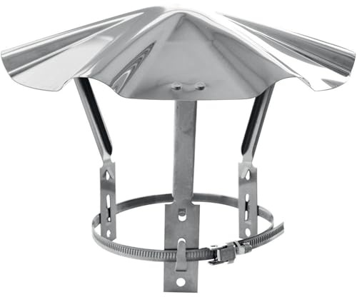 Des Temps Toits - Chapeau Chinois Fixe Galvanisé N°3 Ø153-180mm - Tôle Galva à Chaud - Cône Embouti Pattes Démontables Collier Réglable - Fabriqué en France
