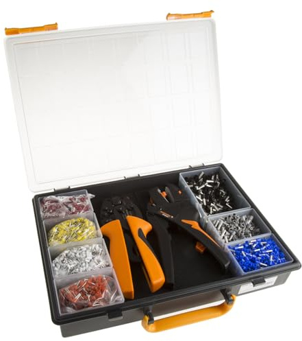Weidmüller Crimp-Set 6 (zum Schneiden / Abisolieren / Crimpen, für Aderendhülsen bis 6 mm², inkl. Crimpwerkzeug + Abisolierwerkzeug, 3000 Aderendhülsen) 480958