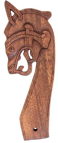 Battle-Merchant - Links schauender Drachenkopf Wandschmuck aus Holz - Handgeschnitzte Wikinger Dekoration, Wandschmuck