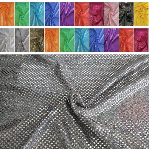 Fabrics-City silber/schwarz exklusiv Paillettenstoff kleine Pailletten Stoff Faschingsstoff sparkling Paillettes Metall Lurex Stoffe für Kostüme Mode Nähen Dekorationen Tanzbühne, 2422