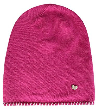 Zwillingsherz Slouch-Beanie-Mütze mit Kaschmir - Hochwertige Strickmütze für Damen Mädchen - Herz - Häkel-Rand - One Size - warm und weich im Sommer Herbst und Winter Zwillingsherz (pink/wei)