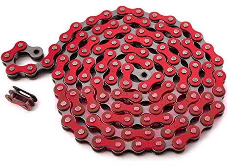 KHE BMX/FIXIE Kette 1/2 x 1/8 112 Glieder Links nur 385g mit Kettenschloss I4 - viele Farben (rot)