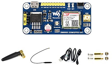 Waveshare GSM/GPRS HAT for Raspberry Pi 2B/3B/3B+/Zero/Zero W Jetson Nano Based on SIM800C Send Messages Connect to Wireless Internet Transfer Data