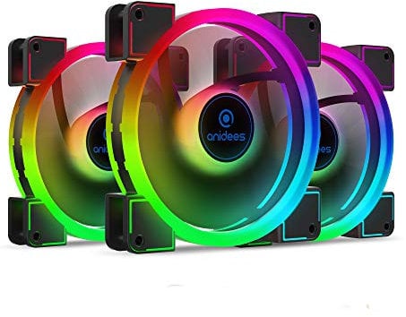 Anidees AI Aureola Duo 140mm 3pcs RGB PWM Dual Light Loop Fan Compatible with 5V 3pins addressable RGB Header, for PC case Fan, Cooler Fan, w/Remote (AI-AR-DUO14)