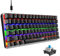 Hoopond Mechanical Keyboard, AK33 Rainbow LED Backlit USB Cable Gaming Mechanical Keyboard, 82 key Compact Mechanical Gaming Keyboard with Anti-ghosting Keys for Gamers & Typists(Blue switch, Black)