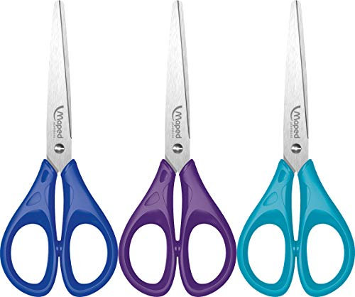 Maped 476110 Essentials Schulschere, 16 cm, blau, lila oder türkis, verschiedene Modelle, 1 Stück