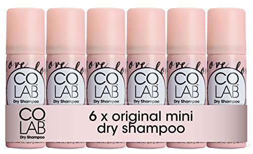 COLAB Mini Dry Shampoo, Original, 50ml, 6 Pack - No White Residue, No Fuss, All Hair Types, Fresh Scent