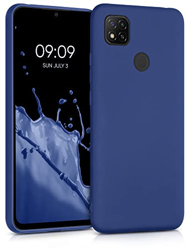 kwmobile Case kompatibel mit Xiaomi Redmi 9C Hülle - Schutzhülle aus Silikon metallisch schimmernd - Handyhülle Metallic Blau