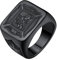 U7 Herren Siegelring mit St. Florian Porträt Schwarz Schutzpatron Talisman Ring Fingerring Modeschmuck Accessoire für Feuerwehrmann(Ring Größe 64)