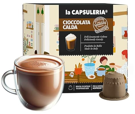 CHOCOLAT CHAUD (80 Capsules) compatible avec Nespresso, Lot de 8 x 10 Capsules (80 portions tot) - la Capsuleria