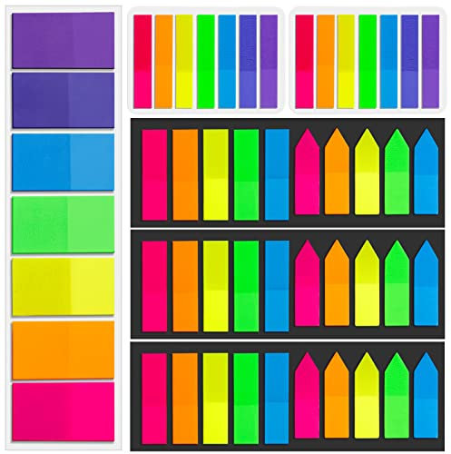 1020 Stück Haftnotizen Translucent Sticky Notes Plastik Index Tabs Bunt Notizzettel Fahnen Haftstreifen Page Marker Transparent Klebezettel Beschreibbar Haftmarker für Seitenmarkierung