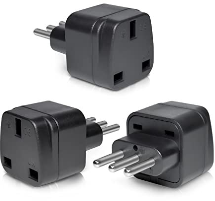 3-Pack UK to Italy Plug Adapter,SHUOMAO UK to 3 Pin Italy Travel Adaptor,Converter Plug Power Adapter for Italian,Chile,Maldives,San Marino(Type L),Black