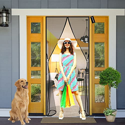 Insektenschutz Balkontür-Fliegengitter Tür Magnet 120 x 230 cm Ohne Bohren Fliegenschutz Tür Automatisch Verschließen für Balkontür Kellertür Terrassentür - Schwarz A