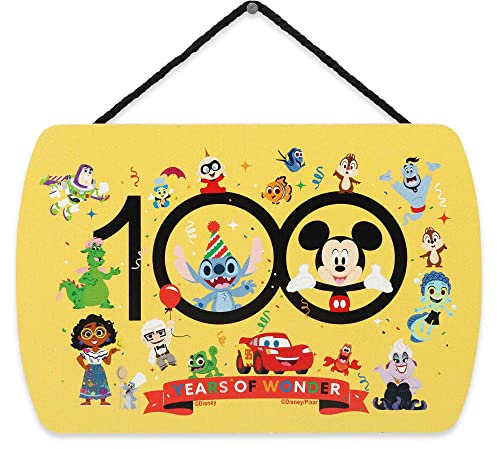 Disney 100 Years of Wonder-Figur, Collage, hängende Holz-Wanddekoration, bezauberndes Disney-Schild