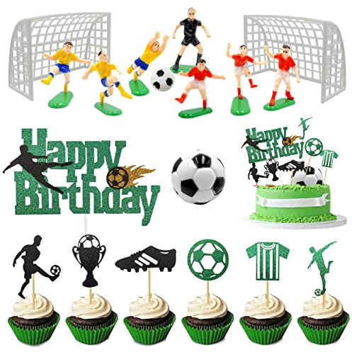 23 Stück Tortendeko Fussball, Fußball Geburtstagstorte Topper, Fussball Cake Topper, Kinder Fußball Kuchen Deko, Fussball Deko Torte für Kinder Fußball Sport Party Geburtstag Party