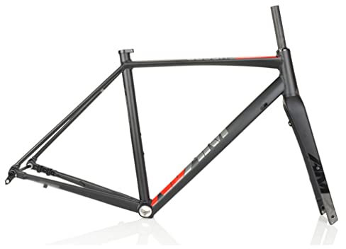 HIMALO 700C Rennrad Rahmenset Aluminiumlegierung Scheibenbremse Offroad-Rahmen Mit Carbongabel 12 * 100/12 * 142Mm Steckachse Rahmenset 48/50/52/54/56CM (Color : Red, Size : 50cm)