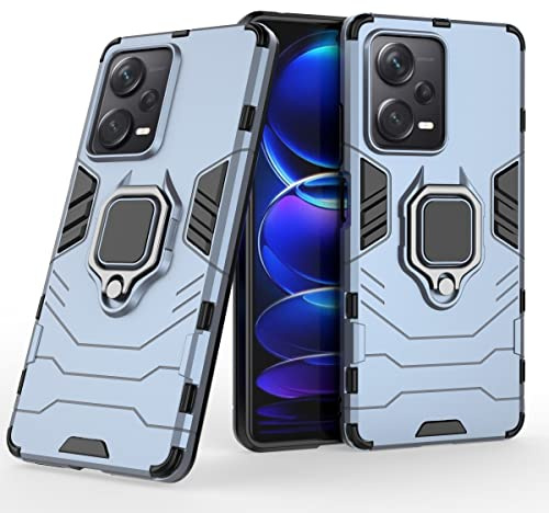 Cover per Xiaomi Redmi Note 12 Pro Plus 5G con Anello, Custodia Supporto Magnetica Rigida Resistente Antiurto Doppio Strato Protettiva Calamita Bumper Case (Xiaomi Redmi Note 12 Pro Plus 5G, Blu Navy)